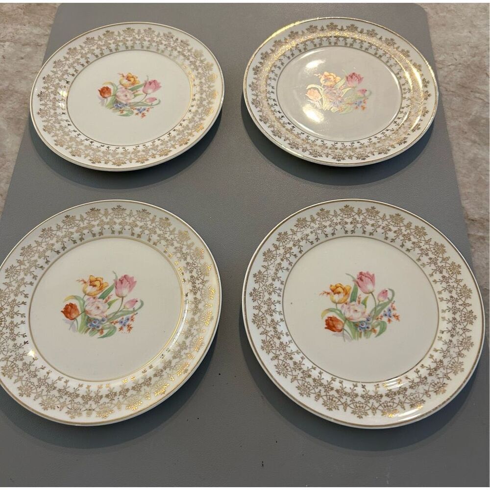 LIMOGES Vintage Springtime 6” Plates
